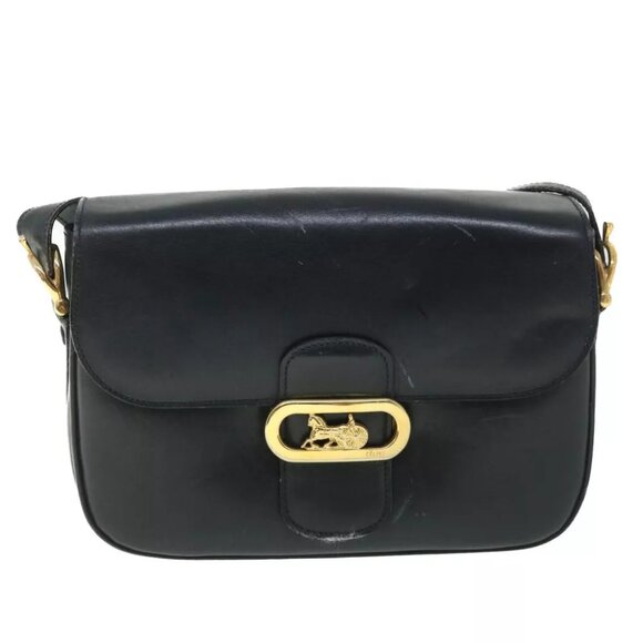 CELINE Shoulder Bag Leather Black - Picture 3 of 16